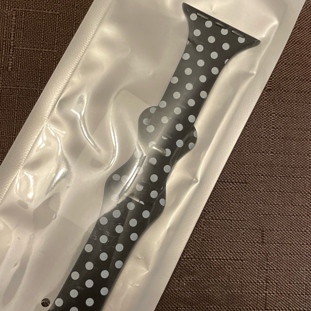 Polka dot Apple Watch band.  38-41mm. Silicone band. Easy on. Adjustable.